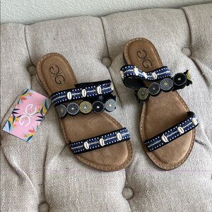 Italian Beaded Sandals with Shell Accents